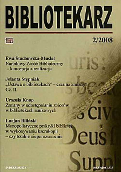 Okładka Bibliotekarz 2008, nr 2