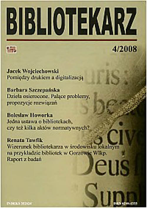 Okładka Bibliotekarz 2008, nr 4
