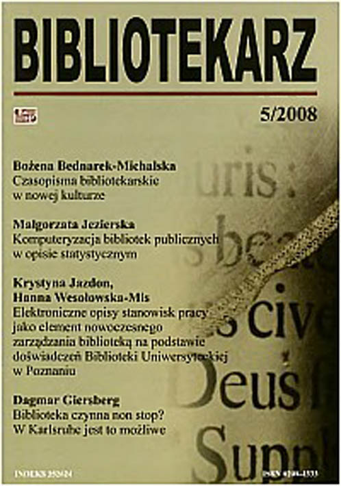 Okładka Bibliotekarz 2008, nr 5