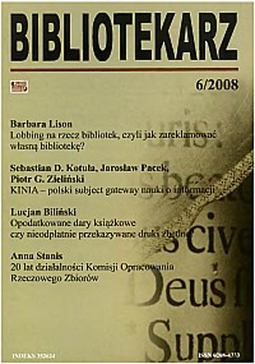 Okładka Bibliotekarz 2008, nr 6