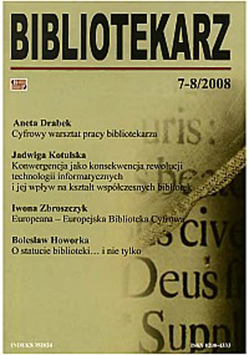 Okładka Bibliotekarz 2008, nr 7-8