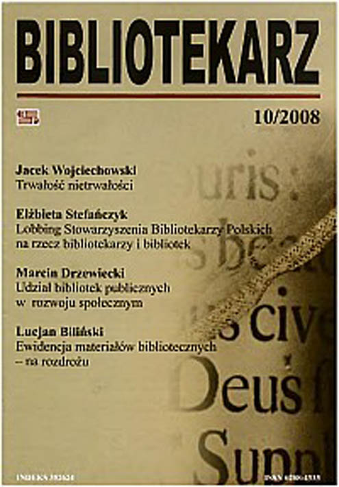 Okładka Bibliotekarz 2008, nr 10