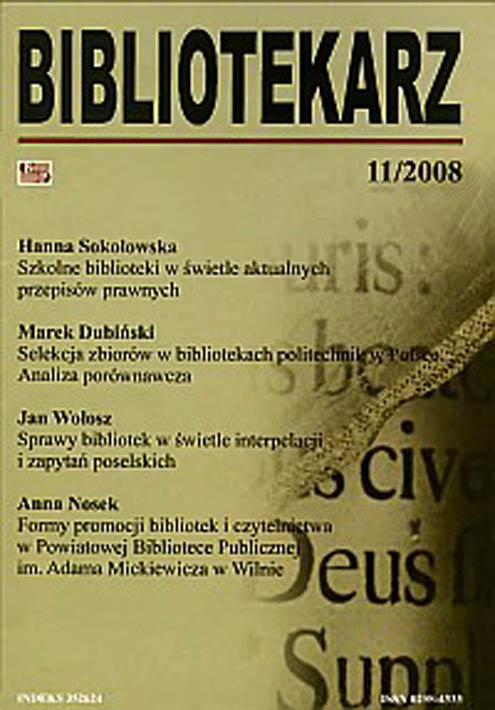 Okładka Bibliotekarz 2008, nr 11