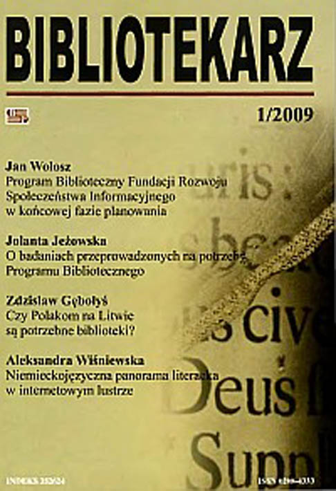 Okładka Bibliotekarz 2009, nr 1