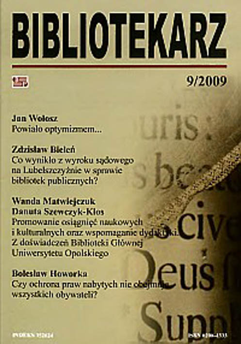 Okładka Bibliotekarz 2009, nr 9
