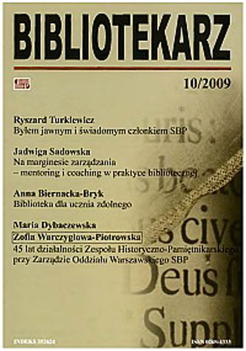 Okładka Bibliotekarz 2009, nr 10