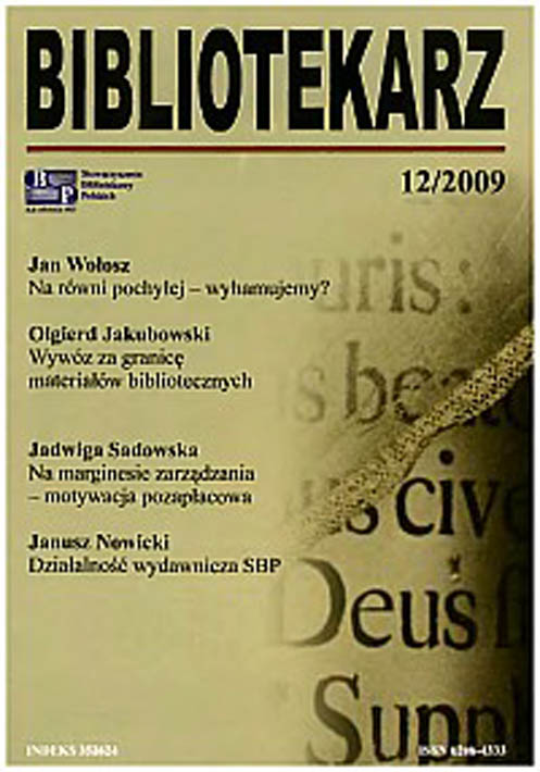 Okładka Bibliotekarz 2009, nr 12