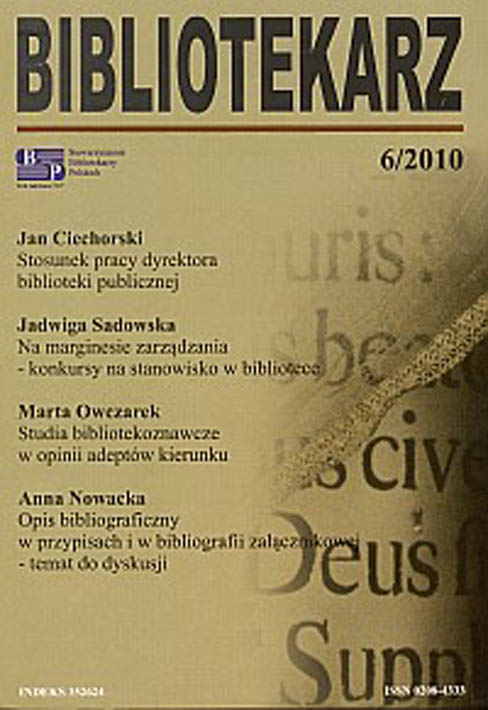 Okładka Bibliotekarz 2010, nr 6