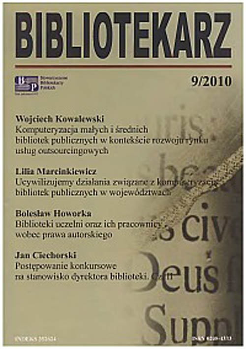 Okładka Bibliotekarz 2010, nr 9