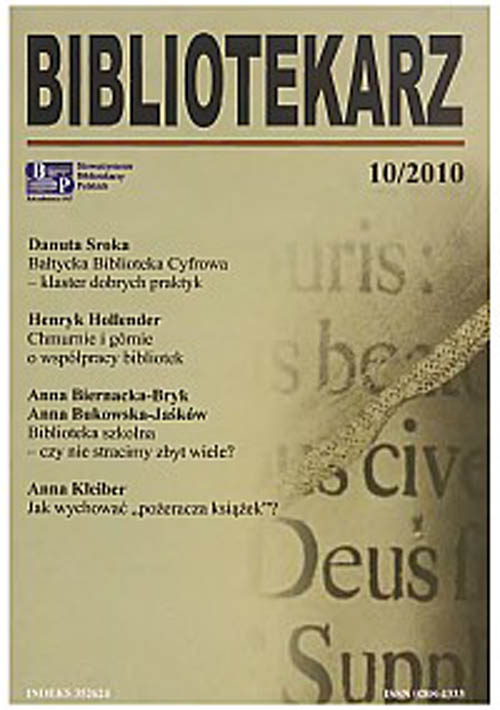 Okładka Bibliotekarz 2010, nr 10