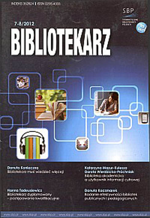 Okładka Bibliotekarz 2012, nr 7-8