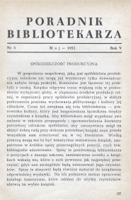 Okładka Poradnik Bibliotekarza 1953, nr 5