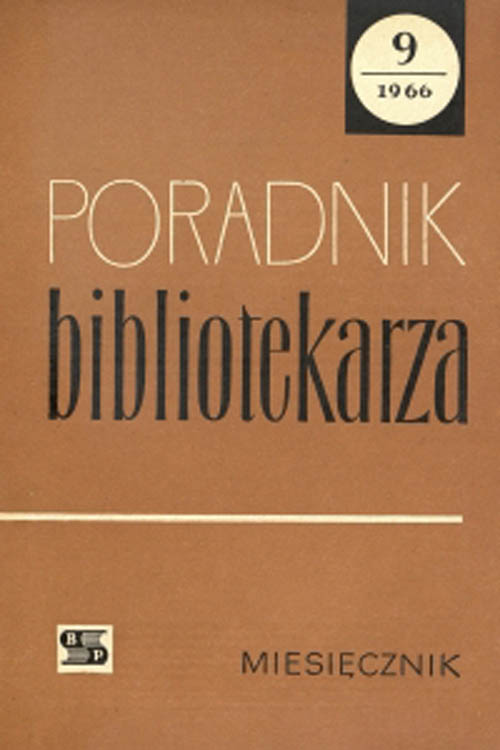 Okładka Poradnik Bibliotekarza 1966, nr 9