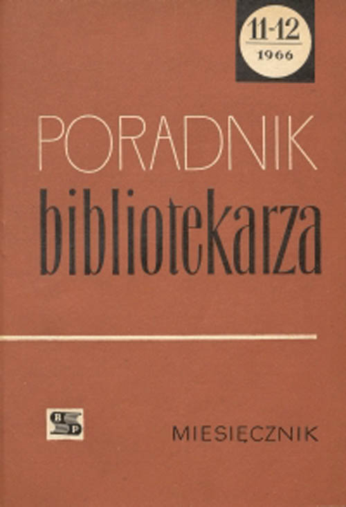 Okładka Poradnik Bibliotekarza 1966, nr 11-12