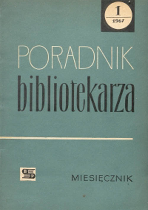 Okładka Poradnik Bibliotekarza 1967, nr 1