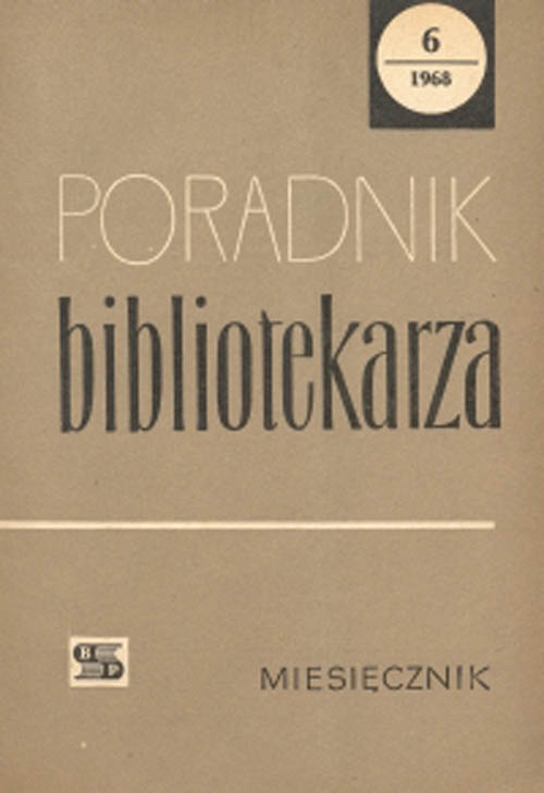 Okładka Poradnik Bibliotekarza 1968, nr 6