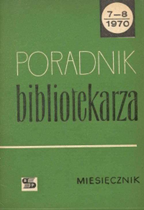 Okładka Poradnik Bibliotekarza 1970, nr 7-8