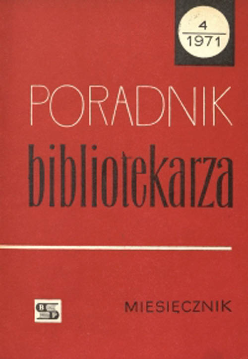 Okładka Poradnik Bibliotekarza 1971, nr 4