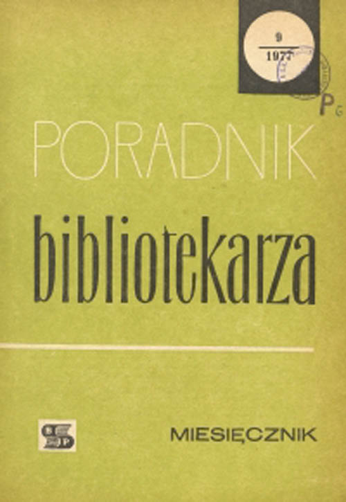 Okładka Poradnik Bibliotekarza 1977, nr 9