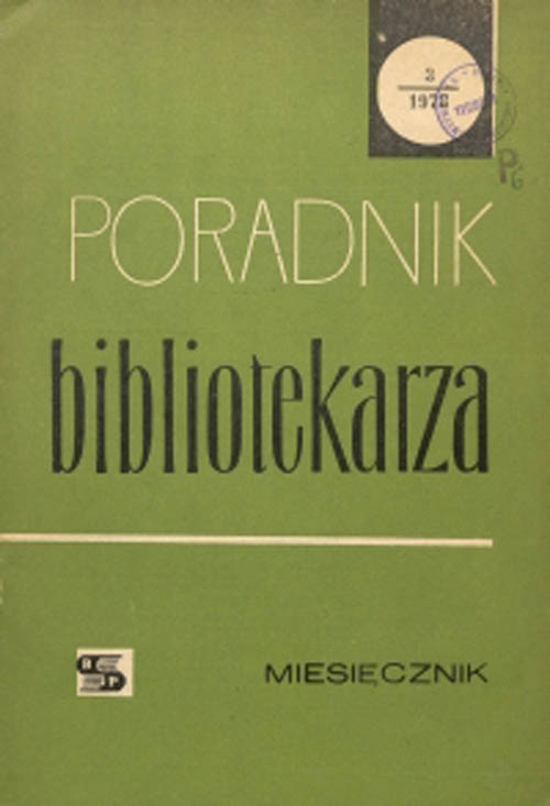 Okładka Poradnik Bibliotekarza 1978, nr 3