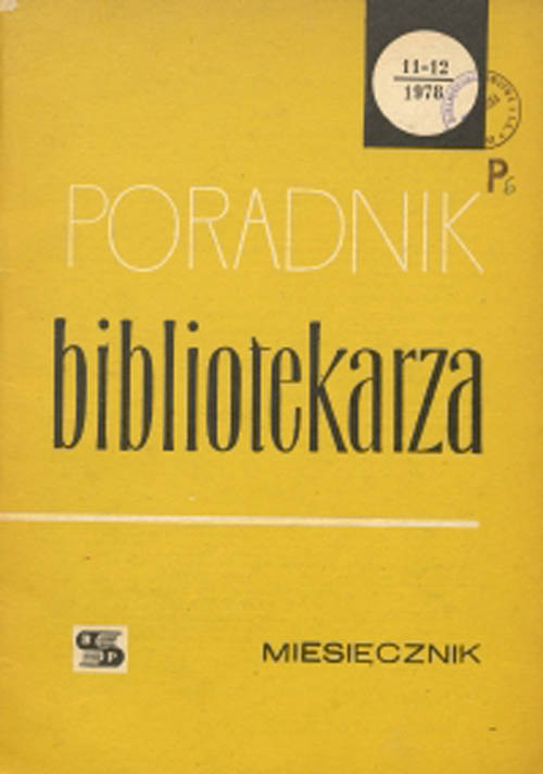 Okładka Poradnik Bibliotekarza 1978, nr 11-12