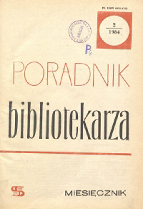 Okładka Poradnik Bibliotekarza 1984, nr 2