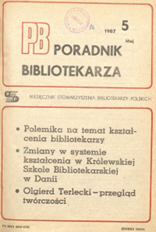 Okładka Poradnik Bibliotekarza 1987, nr 5