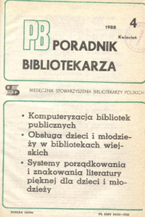 Okładka Poradnik Bibliotekarza 1988, nr 4