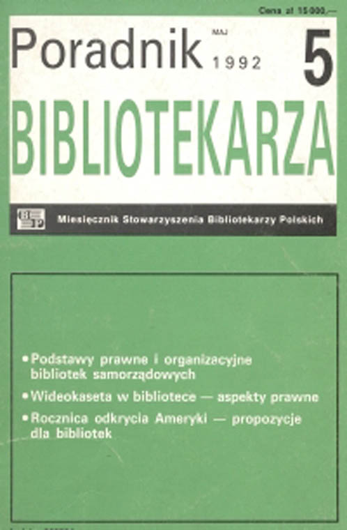 Okładka Poradnik Bibliotekarza 1992, nr 5