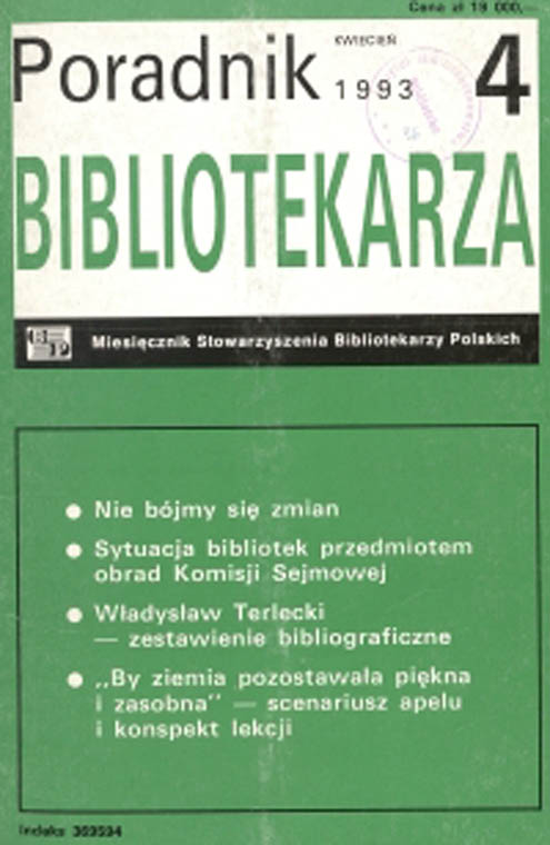 Okładka Poradnik Bibliotekarza 1993, nr 4