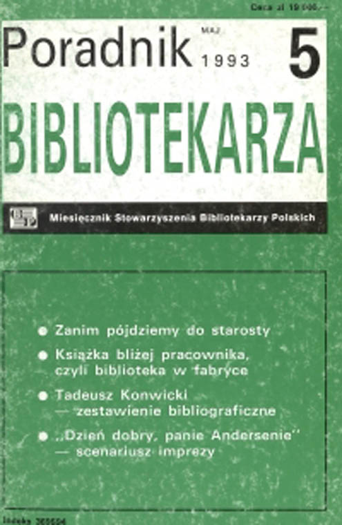 Okładka Poradnik Bibliotekarza 1993, nr 5