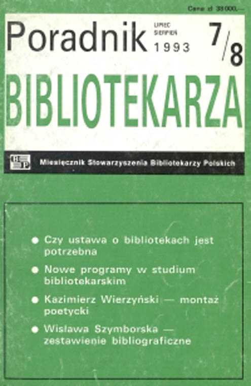 Okładka Poradnik Bibliotekarza 1993, nr 7-8