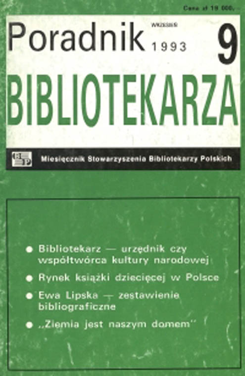 Okładka Poradnik Bibliotekarza 1993, nr 9