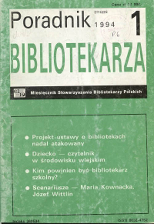 Okładka Poradnik Bibliotekarza 1994, nr 1