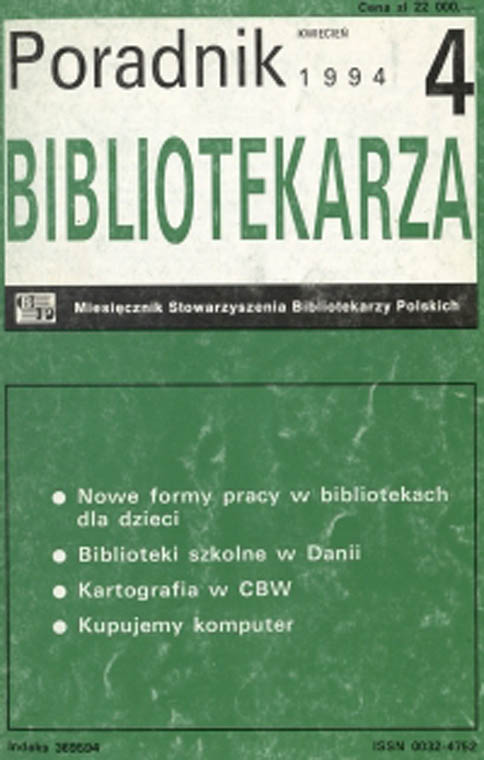 Okładka Poradnik Bibliotekarza 1994, nr 4