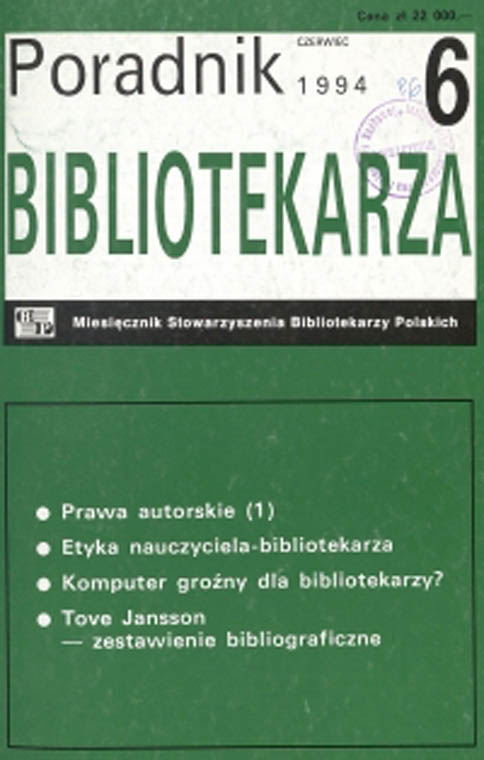 Okładka Poradnik Bibliotekarza 1994, nr 6