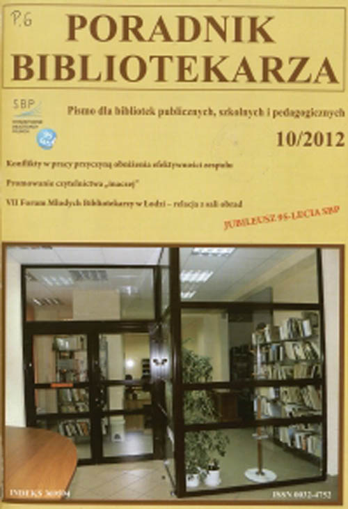 Okładka Poradnik Bibliotekarza 2012, nr 10
