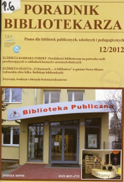 Okładka Poradnik Bibliotekarza 2012, nr 12