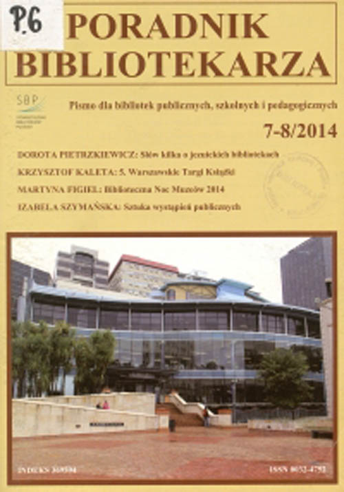 Okładka Poradnik Bibliotekarza 2014, nr 7-8